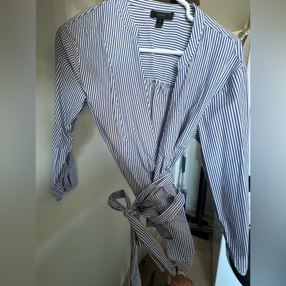 J. Crew Navy and White Striped Blouse